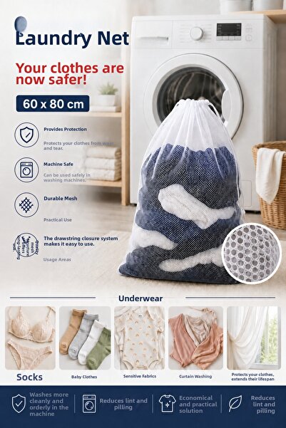 TBYSHOP Luxury 60X80 Curtain and Laundry Net - Washable Protection Net for De...