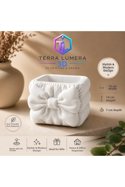 TERRA LUMERA 3D Bow Beauty Organizer – Brush Holder, Lipstick Holder, and Pen Holder