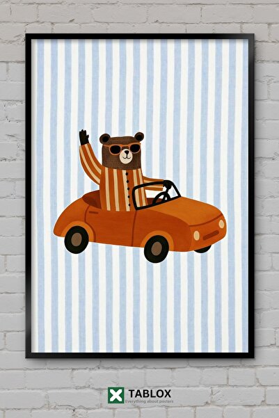 TABLOX Minimal Drawing Bear Car Baby Παιδικό Δωμάτιο Ξύλινο Διακοσμητικό Τραπ...