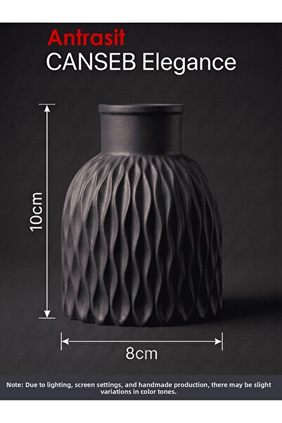 CANSEB Elegance Premium - Anthracite - Wavy Decorative Vase - 10X8Cm - Hand-P...