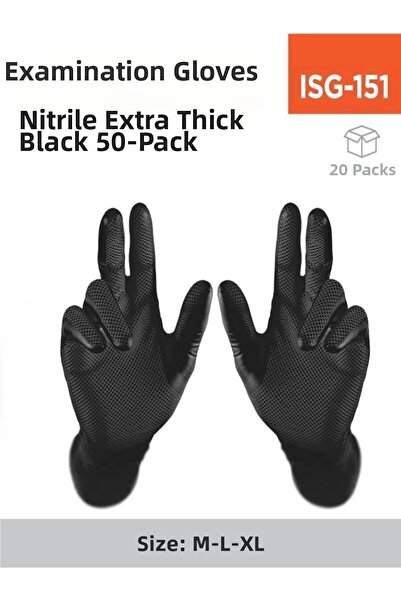 inci çelik aksesuar Inspection Gloves Nitrile Extra Thick Black 50 Pcs
