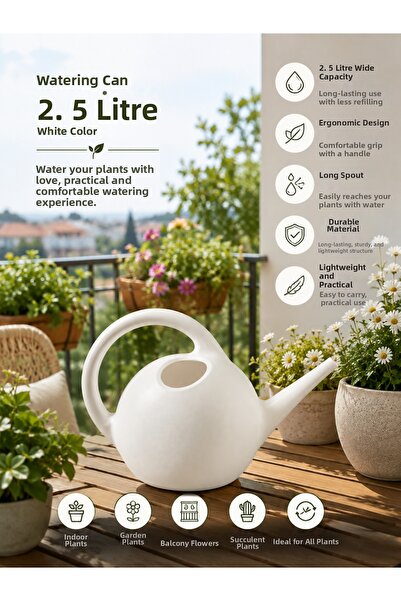 bfalina botanik Garden Watering Can Round Design Flower Watering Container Wh...
