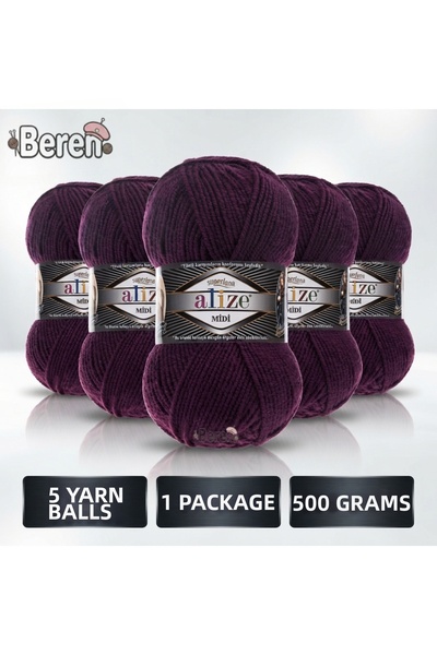 Alize Süperlana Midi - 111 Mürdüm - 5-Pack - 100Gr/170M - Hand Knitting Yarn ...