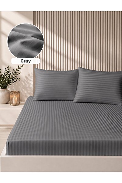 Bella Home 160X200 Striped Satin Sheet Set |   Soft Textured |   Stylish and ...