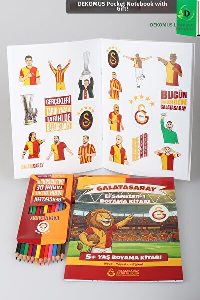 Galatasaray X Dekomus Licensed Sticker Coloring Book and Set of 12 Dry Paint ...