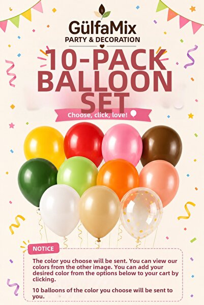GÜLFAMİX 10pcs balloon set (color as your choice) | for birthday, celebration...