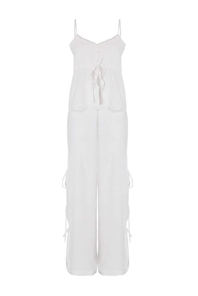 Trendyol Collection Ecru Woven Maxi Beach Blouse Pants Set Tbess26Au00086