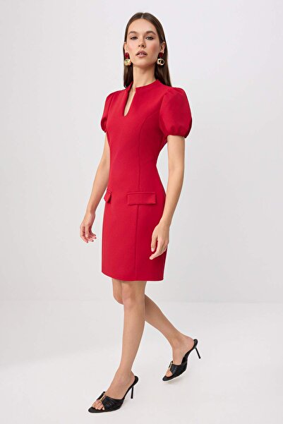 Trendyol Collection Rochie roșie, dreaptă, scurtă/mini, țesută TWOSS26EL00685