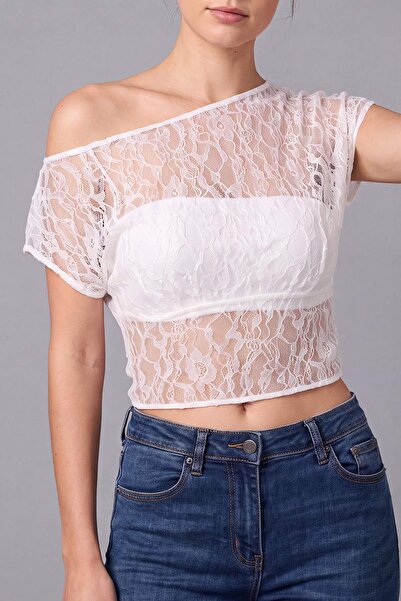 Trendyol Collection Bluză albă, simplă, cu decolteu bărcuță, fără mâneci, din...