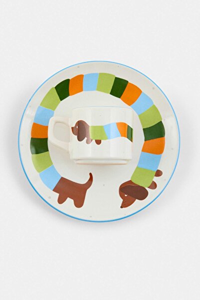 TRENDYOLMİLLA HOME 2-Piece Animal Patterned Children's Plate and Mug Set Tpha...