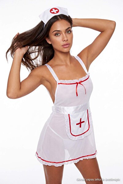 Trendyol Kollektion Weißes, schickes Nachthemd/Babydoll aus Tüll mit dünnen T...