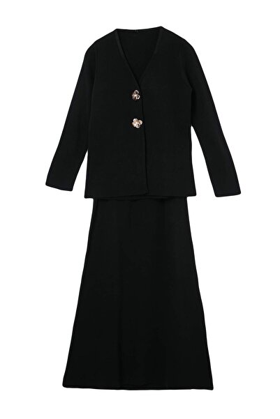 Trendyol Modest طقم ملابس داخلية نسائية من التريكو العادي ذو اللون الأسود مع ...