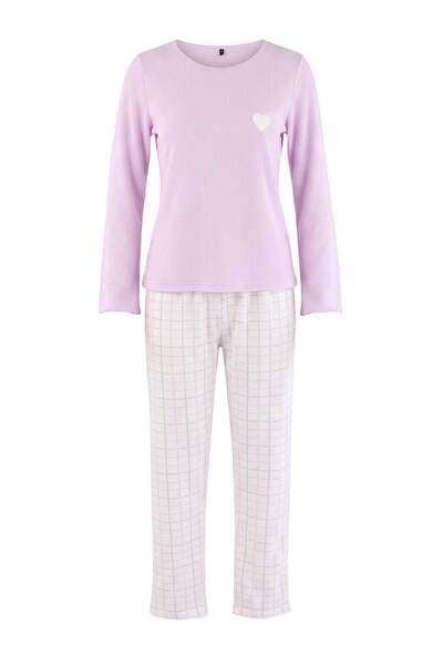 Trendyol Collection Lila Animal Appliqué Waffle Knitted Pajama Set Thmaw26Pt0...