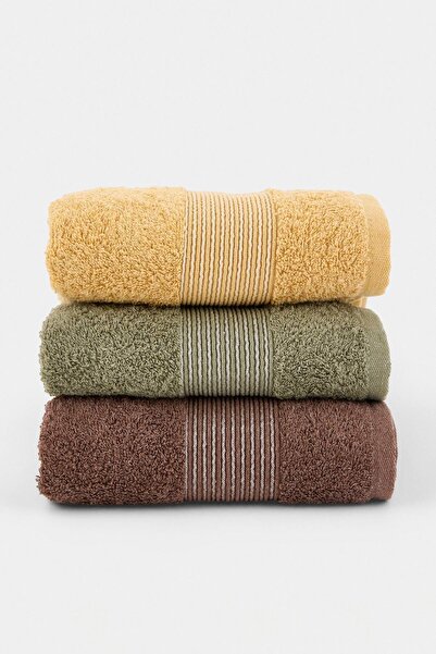 TRENDYOLMİLLA HOME 3-Piece Brown-Khaki-Mustard Face Towel Set Tphaw27Hvl00006