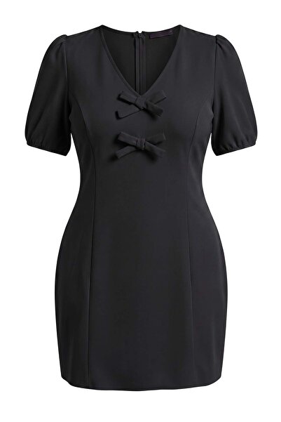 Trendyol Curve Rochie neagră țesută mărime mare TBBAW27AH00067