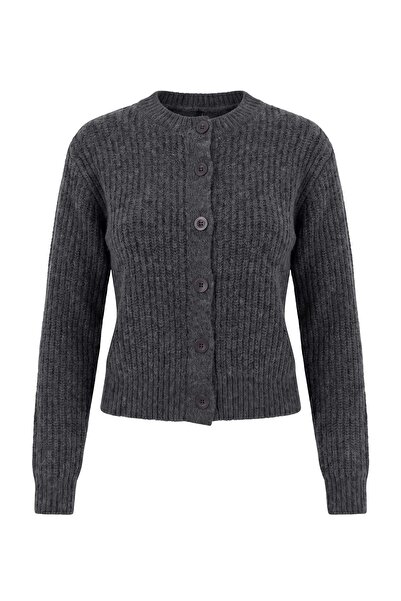 Trendyol Collection Wardrobe Essentials Anthracite Soft Textured Basic Knitwe...
