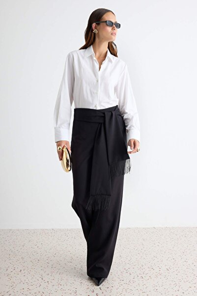 Trendyol Collection Black Plain Woven Finike Trousers Tpraw27Pl00004