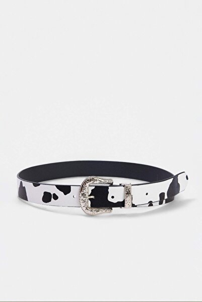 TRENDYOL SHOES Multi-Colored Patterned Silver Buckle Women's Belt Takaw27Ke00022