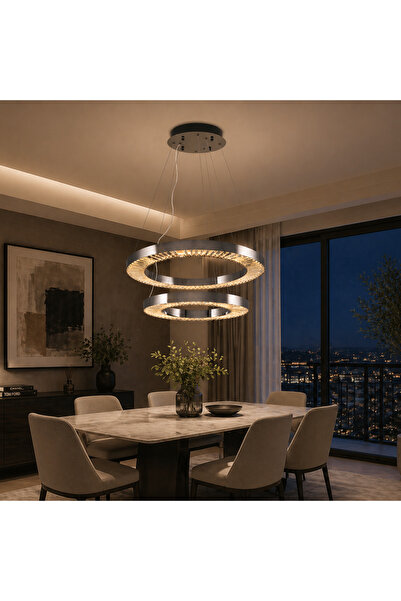 Özcan Aydınlatma Özcan Aydınlatma 2715-2A-24 Plata 60+80'Lik Çember Sarkıt Pl...