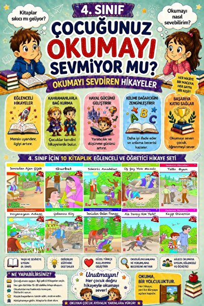 Ata Yayıncılık 4.Sınıf Okumayı Sevdiren 10 lu Hikaye Seti 7 (80 Sayfa)