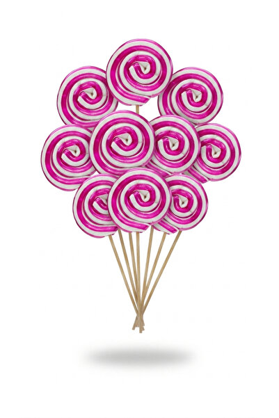 Honey Candy Balcı Şekerleme Küçük Boy 20 Adet Pembe Sosyete Şeker Lolipop Çub...