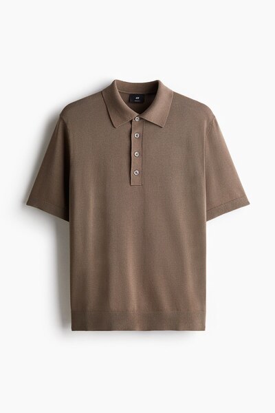 H&M İnce Triko Polo Tişört Regular Fit