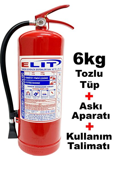 ELİT YANGIN VE GÜVENLİK SİSTEMLERİ Yangın Söndürme Tüpü 6 Kg Tozlu 4 Yıllık R...