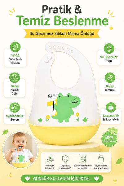 jojobebek Premium, Durable Bpa-Free Adjustable Children's Silicone Bib with D...