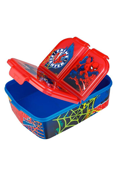 Floopy Caserola plastic, compartimentata, copii, Spiderman, Albastra Rosie, p...