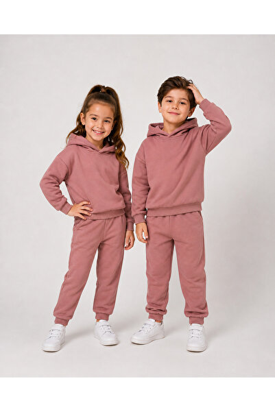 LittlePoffy Çocuk Kapüşonlu Oversize  Alt Üst Bebek Çocuk Eşorfman Takımı 3 i...