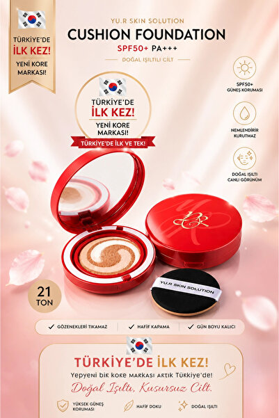 Yu.R Skin Solution YU.r Slin Solution Moist Layer Cushion SPF50+ PA+++ 21 ton ( açık bej)