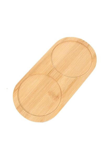 Bamboo Lubricant Coaster Two Compartment Sauce Pot Vinegar Coaster 1 Piece