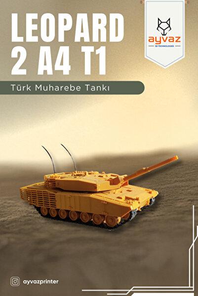 ayvazprinter LEOPARD 2 A4 T1 1/35 Ölçek, 10,5x22x8,5 cm Boyutlu, Hareketli Pa...