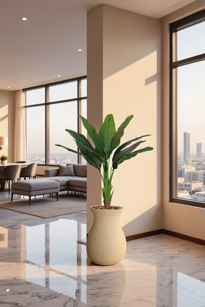 MARIA HOMES نبتة طائر الجنة الاصطناعية بطول 158 سم مع وعاء من الألياف - ديكور...