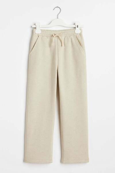 nk kids Nk Kız Çocuk Beli Lastikli Ve Bağcıklı Keten Pantolon 4-8 Yaş KREM