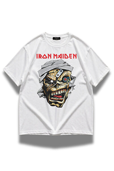 Fuddy Moda Unisex Rock Music Band Iron Maiden Baskılı T-shirt, Rock-Metal Müz...