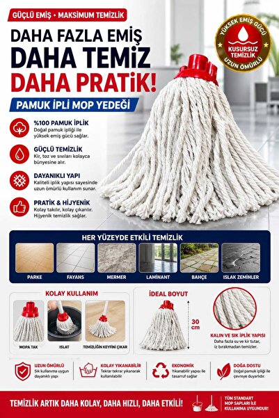 Fanatik Mikrofiber Mop Başlık Yedek Paspas Ucu (1 adet)