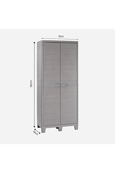 Saraçoğlu Toomax  XL Tall Dolap Bahçe Dolabı, Balkon Dolabı, Banyo Dolabı 78x46x182cm Açık Gri