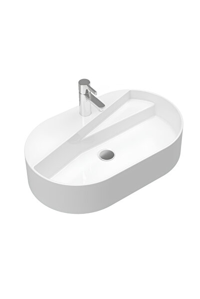 Seramiksan Livello Tezgah Üstü Batarya Delikli 65 Cm Beyaz Lavabo