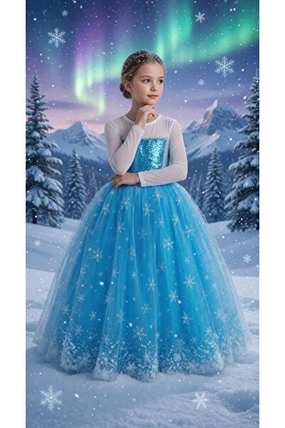 Lizsa Costum Fata Printesa Elsa pentru Zapada - Rochie Printesa Elsa pentru Fata