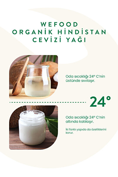 Wefood Organik Hindistan Cevizi Yağı 300 ml (Soğuk Sıkım)