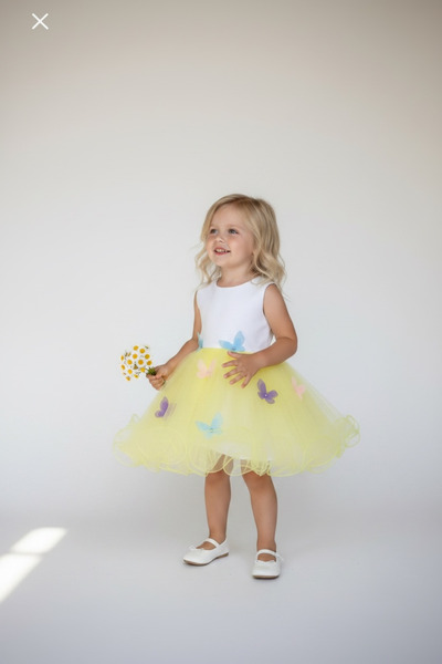 zühre balaban Yellow Candy Yellow Butterfly Girl's Evening Dress