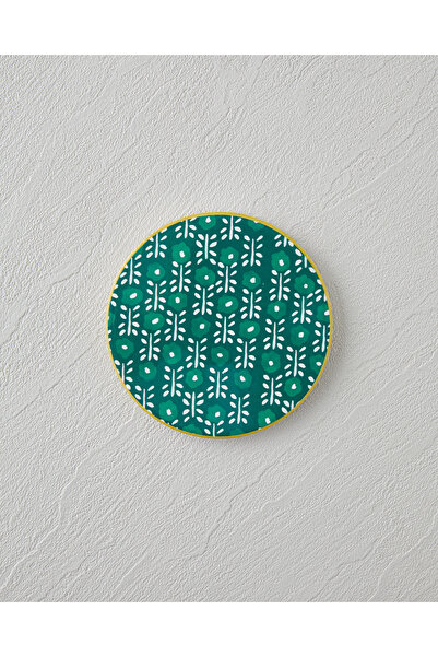 English Home Mossia Seramik Bardak Altlığı 10.8x0.8 cm Beyaz - Yeşil