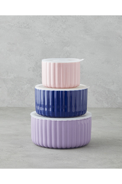 English Home Oliver New Bone China 3'lü Saklama Kabı 300 ml-600 ml-800 ml Lil...