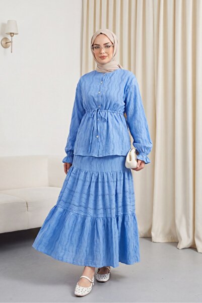 Modamorfo Buttoned Front, Lace-Up Waist, Elastic Sleeves, Skirt, Lace Suit - ...
