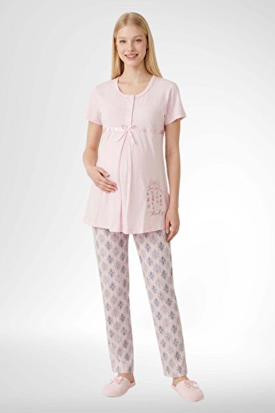 Mecit Pijama Mecit 6350 Pembe Hamile Lohusa Pijama Takımı