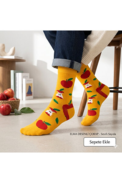 Çorap Kurdu Șosete unisex colorate cu model de mere