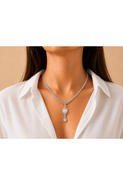 Mon Reve Shiny Damla Charm Gümüş Kaplama Zincir Kolye