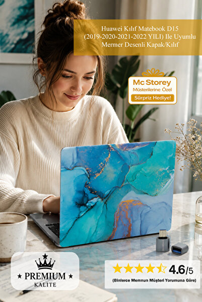 SyncCase Huawei Kılıf Matebook D15 (2019-2020-2021-2022 YILI) Ile Uyumlu Merm...