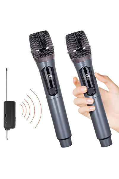 TECHNOM Profesyonel 1200 mAH UHF Sistem Kablosuz Alıcılı Mikrofon Karaoke Top...
